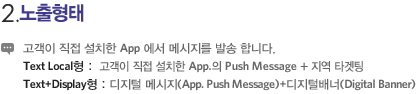 2. -   ġ App  ޽ ߼ մϴ. Text Local :   ġ App. Push Message +  Ÿ, Text+Display :  ޽(App. Push Message)+й(Digital Banner)